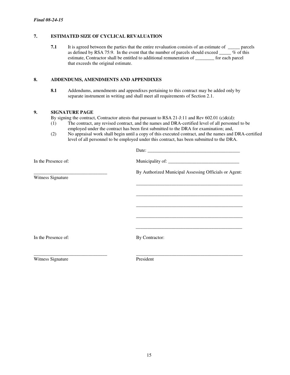 Cyclical Revaluation Contract - New Hampshire, Page 15