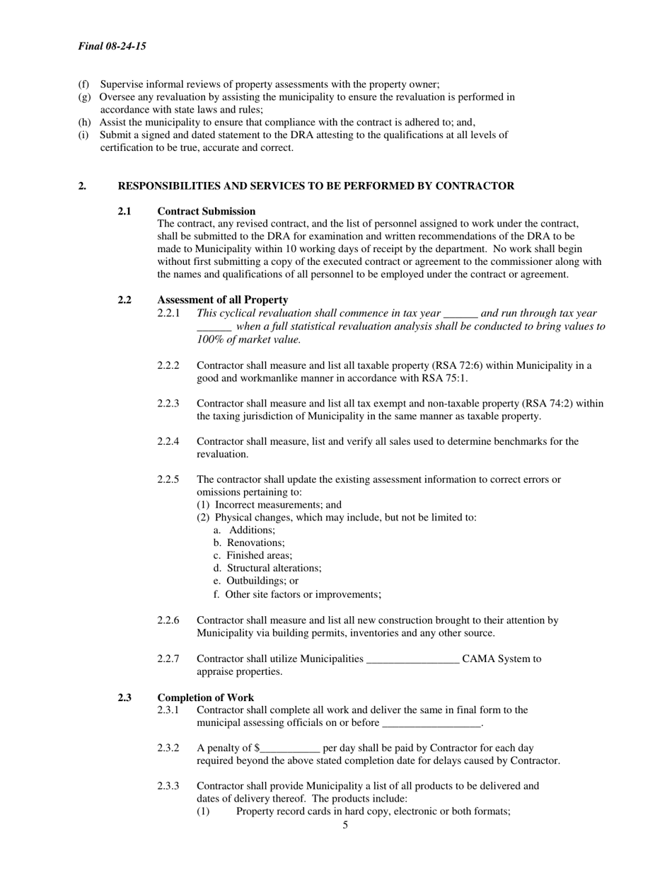 Cyclical Revaluation Contract - New Hampshire, Page 5