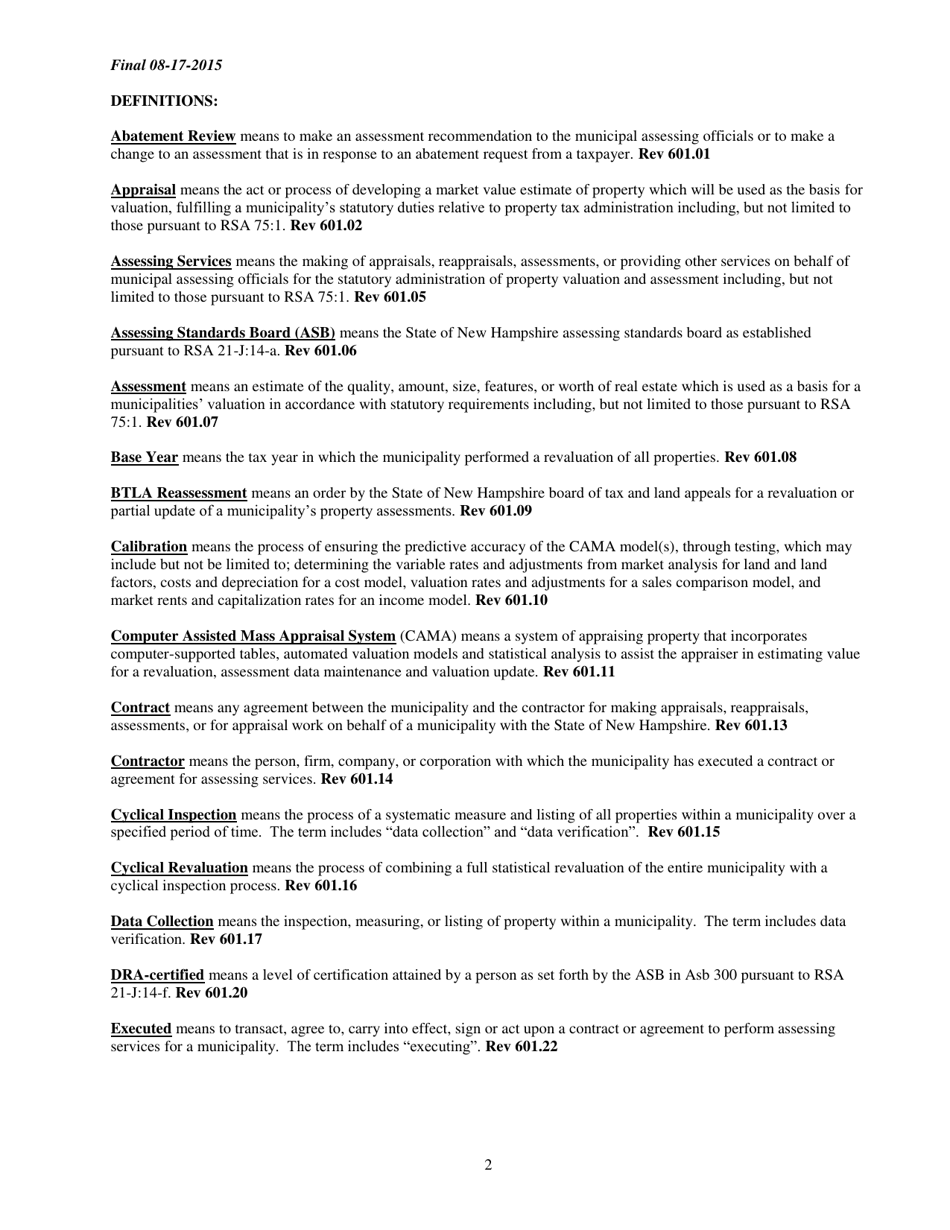 Full Statistical Revaluation Contract - New Hampshire, Page 2