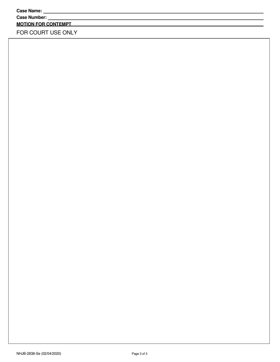 Form NHJB-2838-SE Motion for Contempt - New Hampshire, Page 3