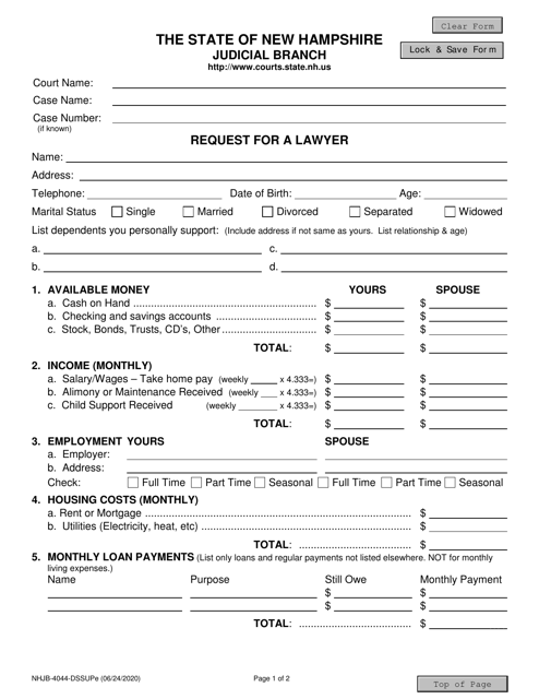 Form NHJB-4044-DSSUPE  Printable Pdf