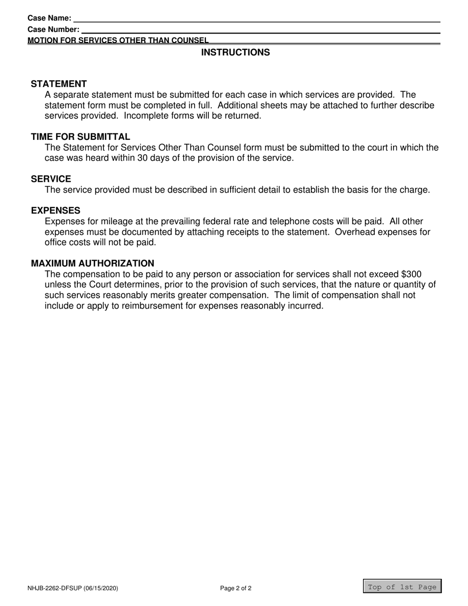 Form NHJB-2262-DFSUP Statement for Services Other Than Counsel - New Hampshire, Page 2