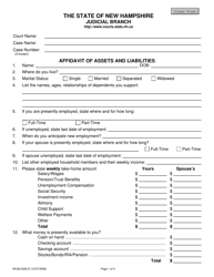 Form NHJB-2328-D Affidavit of Assets and Liabilities - New Hampshire