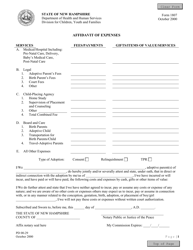 Form 1807 &quot;Affidavit of Expenses&quot; - New Hampshire