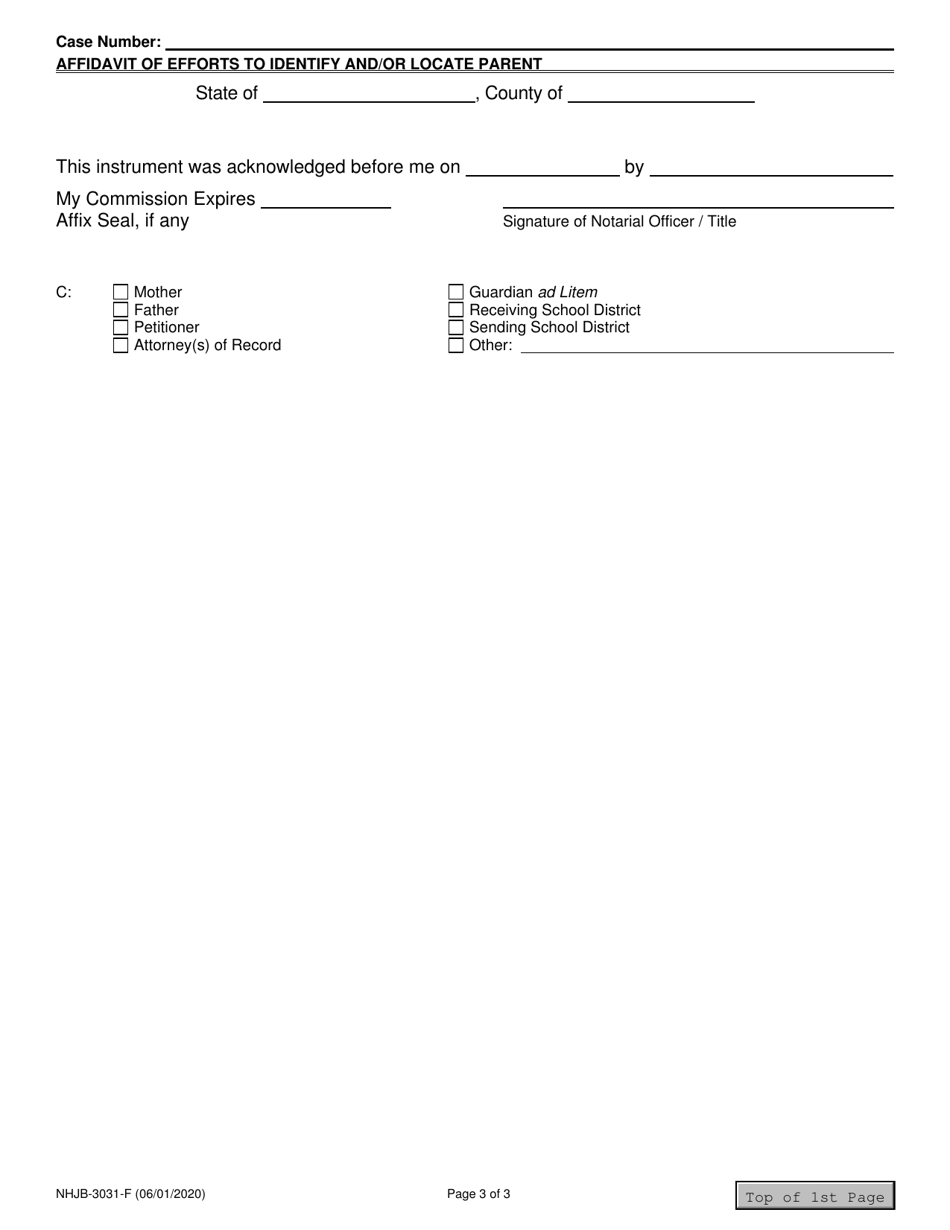 Form NHJB-3031-F Dcyfs Affidavit to Identify and / or Locate a Parent, Guardian or Putative Father - New Hampshire, Page 3