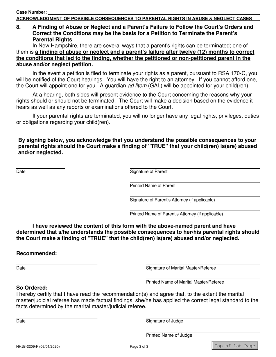 Form NHJB-2209-F Acknowledgment of Possible Consequences to Parental Rights in Abuse and Neglect Cases - New Hampshire, Page 3