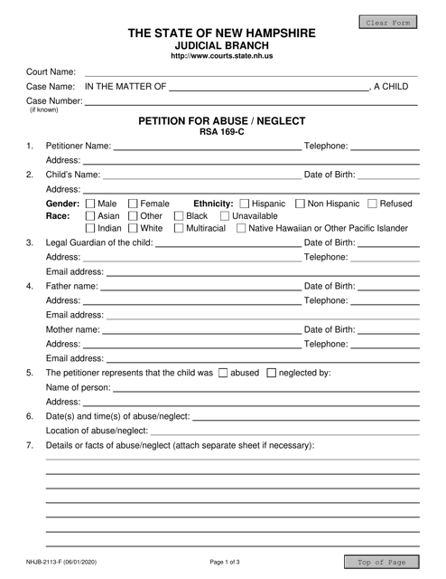 Form NHJB-2113-F  Printable Pdf