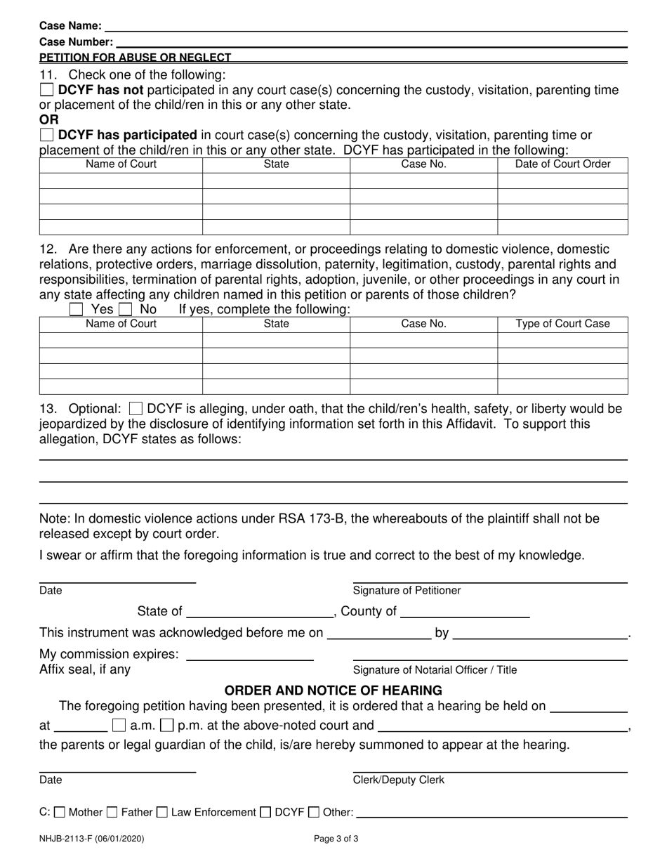 Form NHJB-2113-F Petition for Abuse / Neglect - New Hampshire, Page 3