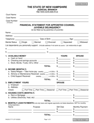 Document preview: Form NHJB-3177-F Financial Statement for Appointed Counsel Juvenile Delinquency - New Hampshire