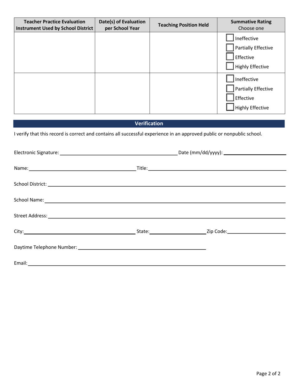 Record of Professional Experience - New Jersey, Page 2