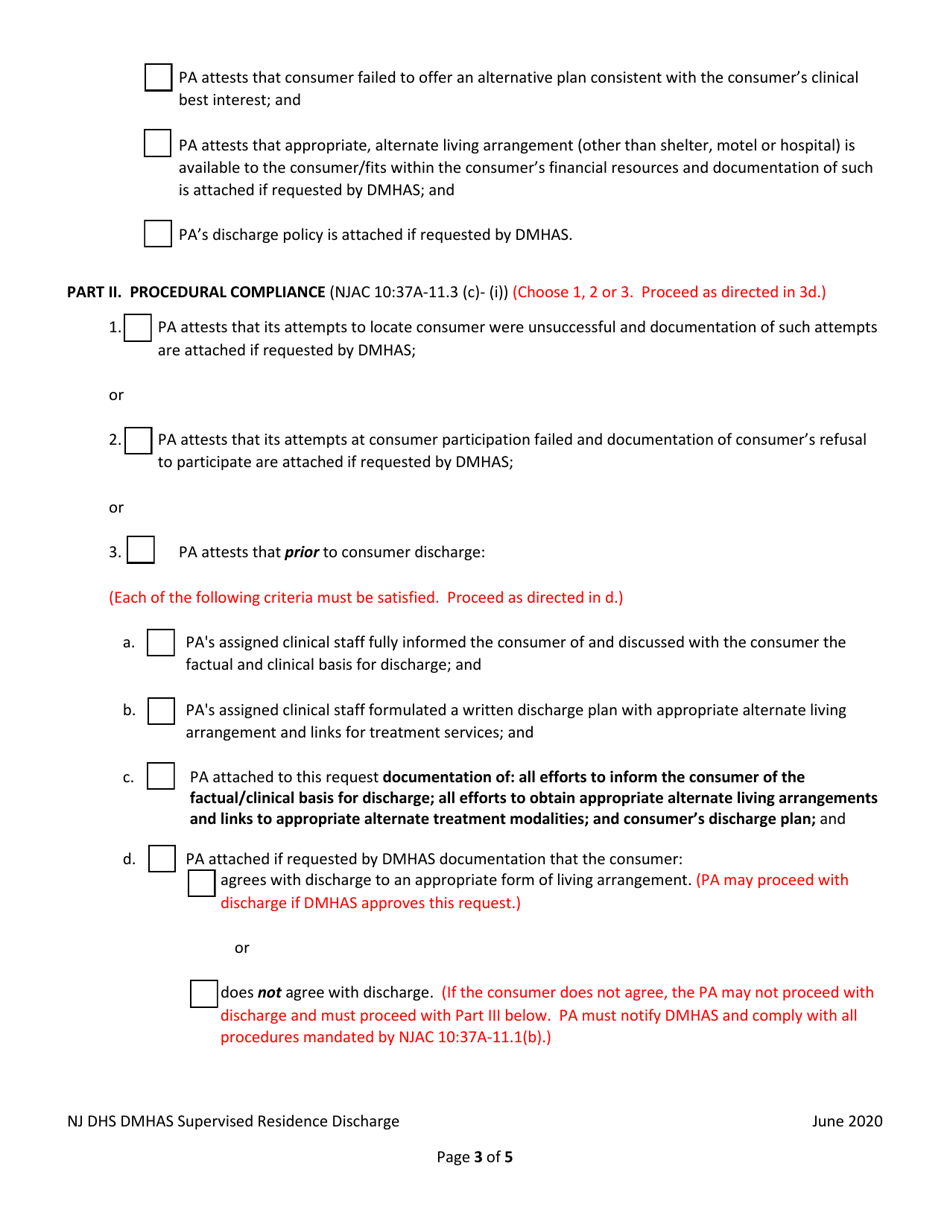 Request for Discharge From Supervised Residence - New Jersey, Page 3