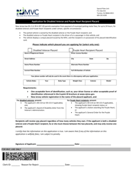 Document preview: Form SP-47 Application for Disabled Veteran and Purple Heart Recipient Placard - New Jersey