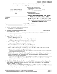 Document preview: Form 10778 Notice of Appeal Rights and Time to File a Petition for Post-conviction Relief - New Jersey (English/Spanish)