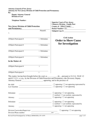 Document preview: Form 11079 Order to Show Cause for Investigation - New Jersey