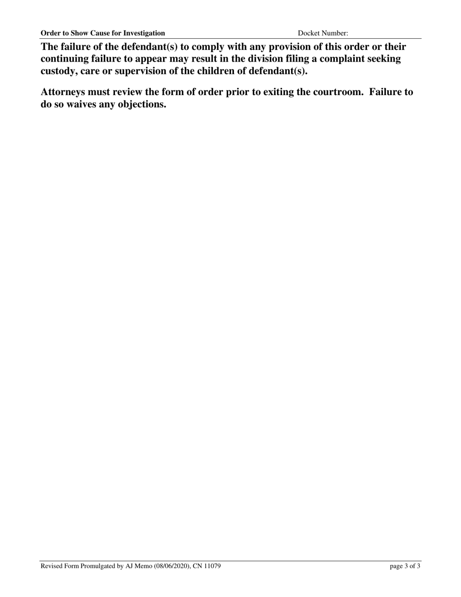 Form 11079 Order to Show Cause for Investigation - New Jersey, Page 3