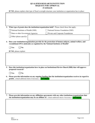 Form BIR-1 &quot;Qualified Research Institution Request for Approval&quot; - New Jersey, Page 2