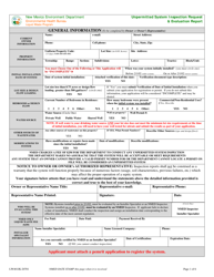 Form LW401JK &quot;Unpermitted System Inspection Request &amp; Evaluation Report&quot; - New Mexico