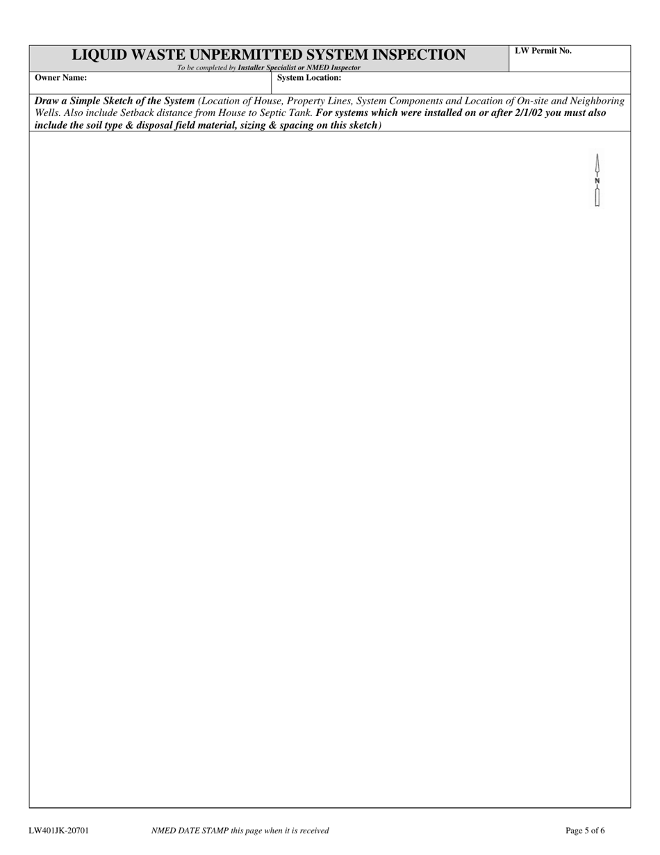 Form LW401JK Unpermitted System Inspection Request  Evaluation Report - New Mexico, Page 5