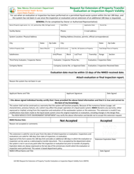 Form LW902I &quot;Request for Extension of Property Transfer Evaluation or Inspection Report Validity&quot; - New Mexico