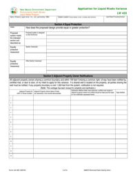 Form LW405 Application for Liquid Waste Variance - New Mexico, Page 2