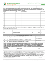 Form LW405 Application for Liquid Waste Variance - New Mexico, Page 3