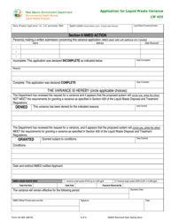 Form LW405 Application for Liquid Waste Variance - New Mexico, Page 4