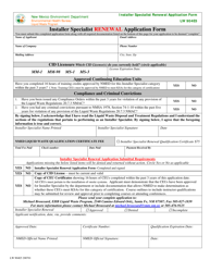 Form LW904E5 &quot;Installer Specialist Renewal Application Form&quot; - New Mexico