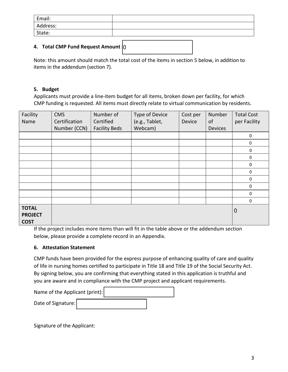 Civil Money Penalty (Cmp) Reinvestment Application Template: Coronavirus Disease 2019 (Covid-19) Communicative Technology Request, Page 3