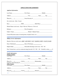 Document preview: Application for Admission to the New Mexico State Veterans' Home - New Mexico
