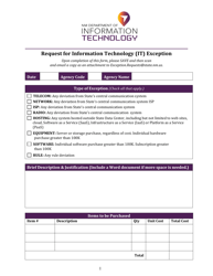 Document preview: Request for Information Technology (It) Exception - New Mexico