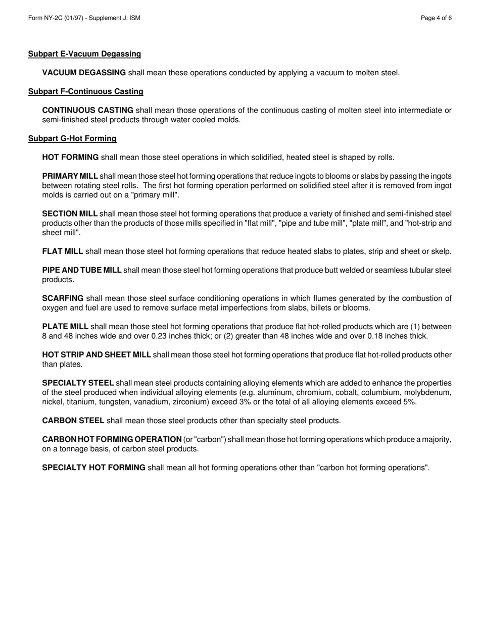 Form NY-2C Supplement J Application Supplement for Iron  Steel Manufacturing Industry - New York, Page 4