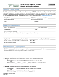 Document preview: Spdes Discharge Permit Simple Mixing Zone Form - New York