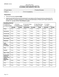 Form OCFS-6041 &quot;Cleaning and Disinfecting Log&quot; - New York