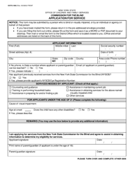 Form OCFS-1002 &quot;Application for Service&quot; - New York