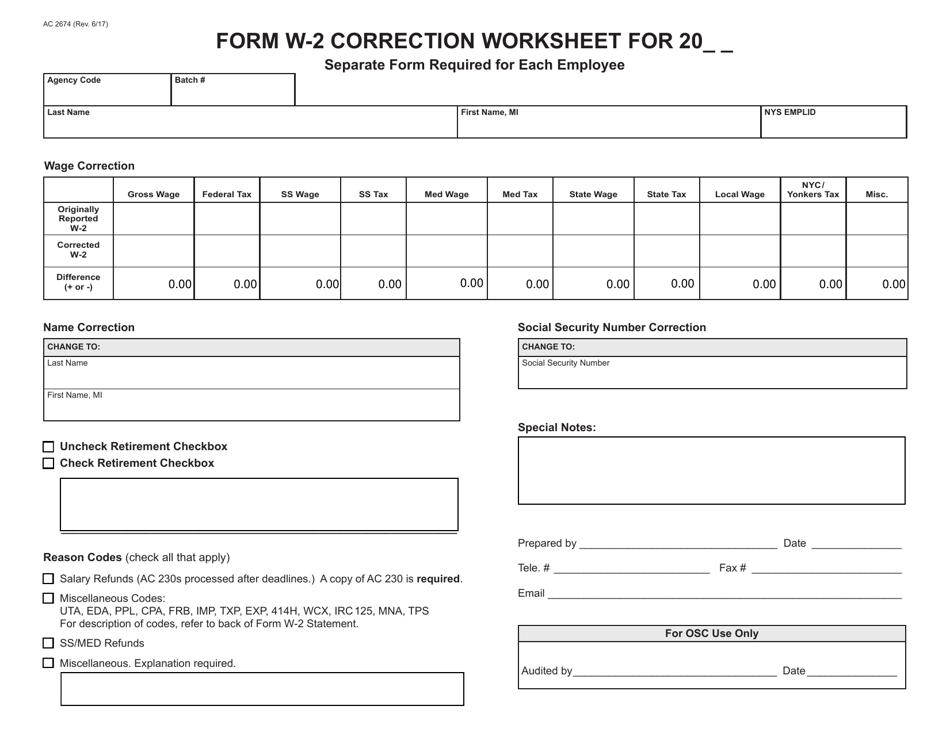 Form AC2674 - Fill Out, Sign Online and Download Fillable PDF, New York ...