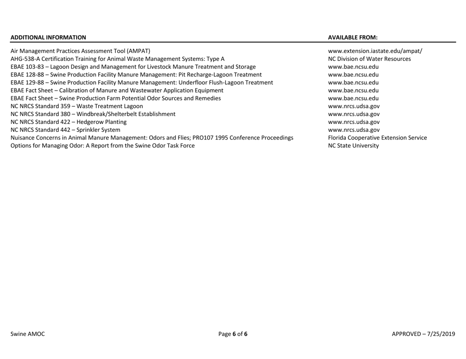 Attachment C Swine Farm Waste Management - Odor Control Checklist - North Carolina, Page 7