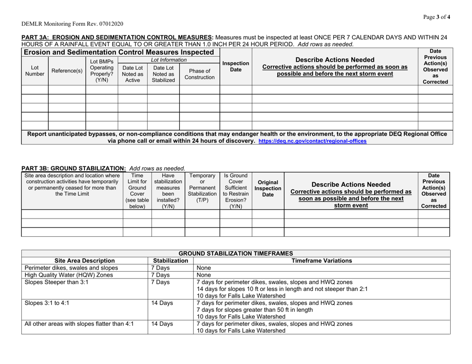 Self Inspection  Monitoring Form - North Carolina, Page 3