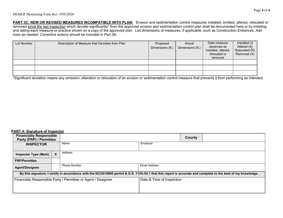 Self Inspection  Monitoring Form - North Carolina, Page 4