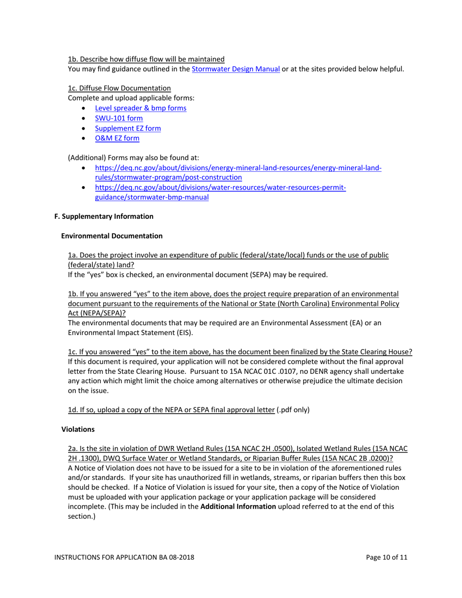 Instructions for Form BA Buffer Authorization Application - North Carolina, Page 10