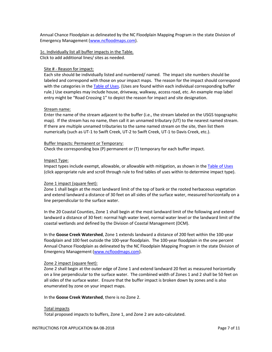 Instructions for Form BA Buffer Authorization Application - North Carolina, Page 7
