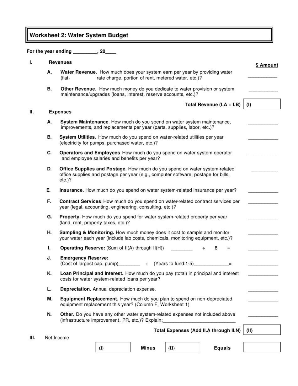 North Carolina Water System Budget Fill Out, Sign Online and Download
