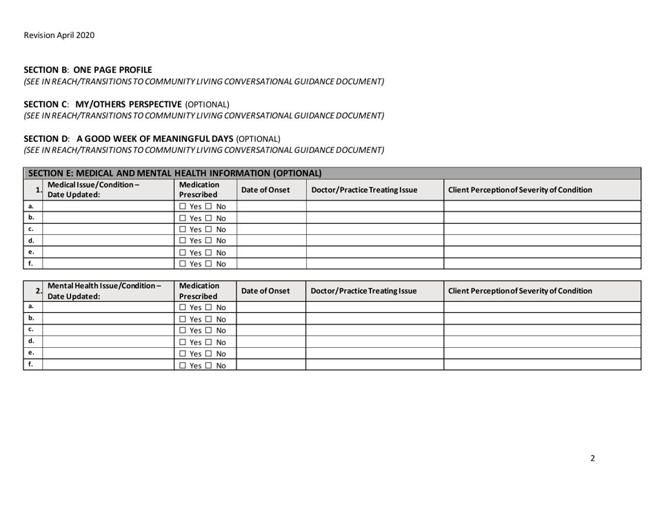 Sph in-Reach / Transitions to Community Living Tool - North Carolina, Page 2