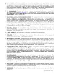 SOS Form 0003 Professional Certificate of Incorporation (Oklahoma Corporation) - Oklahoma, Page 2