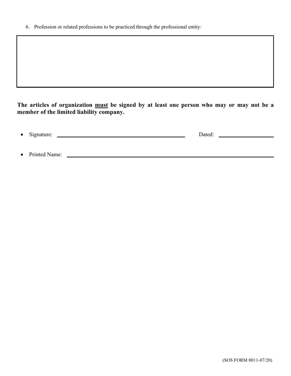 SOS Form 0011 Professional Articles of Organization (Oklahoma Limited Liability Company) - Oklahoma, Page 4