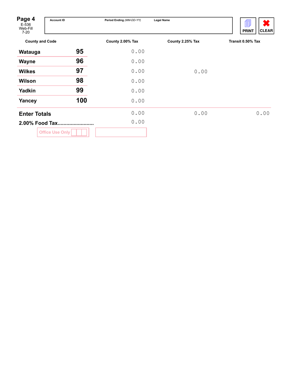 Form E-536 Schedule of County Sales and Use Taxes - North Carolina, Page 5