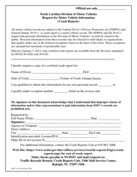 Form TR-67A Crash Report Request Form - North Carolina