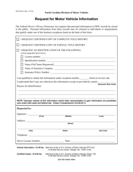 Form MVR-605A Request for Motor Vehicle Information - North Carolina