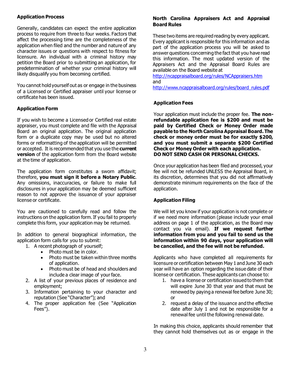 North Carolina Application for Licensure or Certification by