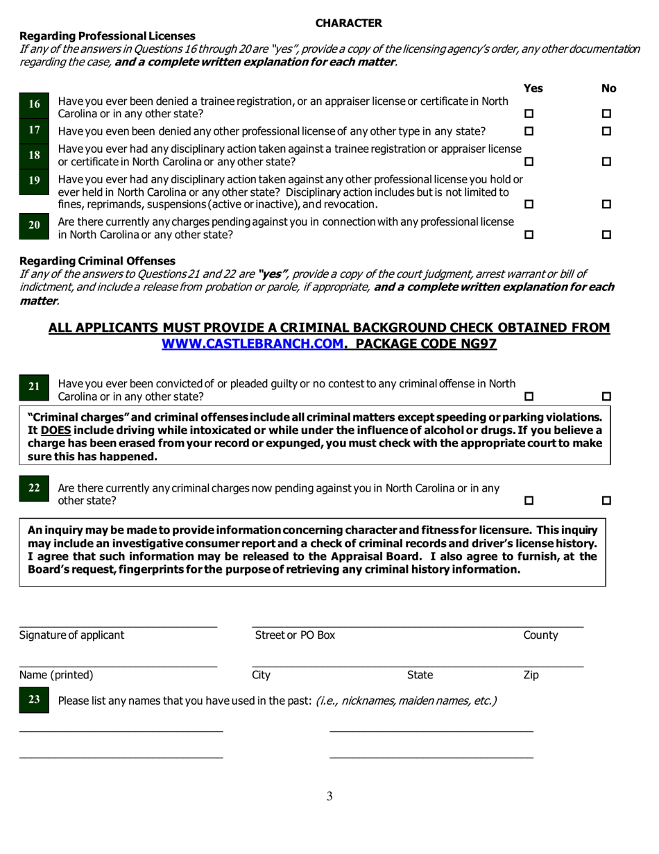 Application for Licensure or Certification by Reciprocity - North Carolina, Page 8