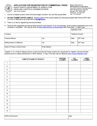 Form SFN14795 &quot;Application for Registration of Commercial Feeds&quot; - North Dakota